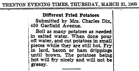 Different Fried Potatoes – Gertrude Dix Recipe